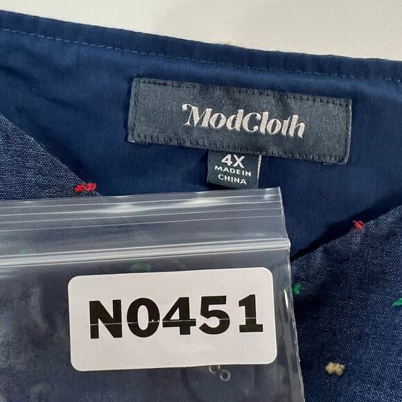 ModCloth 4X Flirtation Bustier Cotton Rainbow Speckled Denim Top Sleeveless - Picture 4 of 9